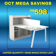 AST1500-SET : 2-SEATERS WORKSTATION WITH HUTCH & LOW CABNET